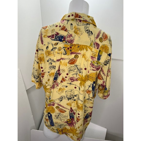 Tori Richard Men Hawaiian Lounge Shirt Crinkle Texture Cocktail Rayon Large L - Picture 6 of 9